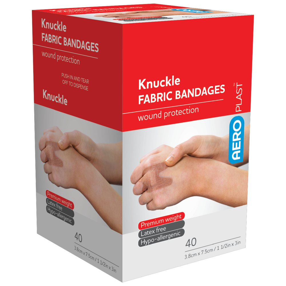 Aero Healthcare AEROPLAST Premium Fabric Knuckle Dressings 7.5 x 3.8cm Box/40