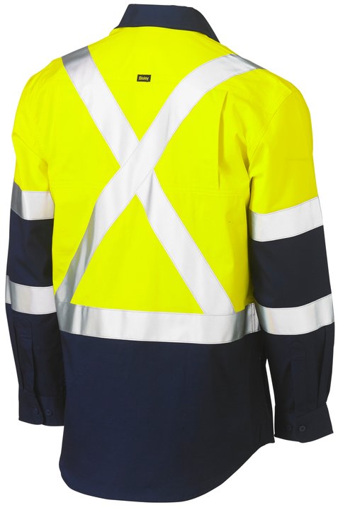 Bisley X Taped Biomotion Two Tone Hi Vis Lightweight Drill Shirt