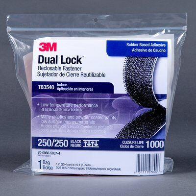 3M Dual Lock Reclosable Fastener TB3540 Black 25mm x 3.05m (AT010587825)