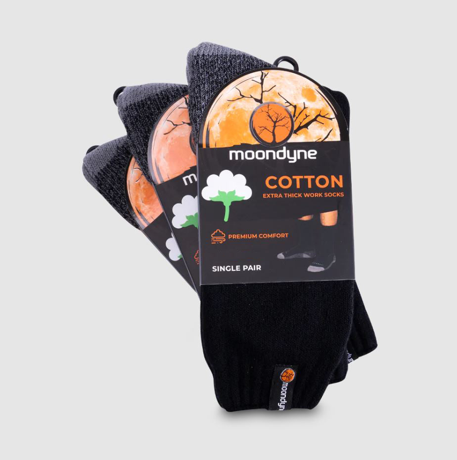 (3pack) Moondyne Size 6-10 Premium Cotton Work Sock