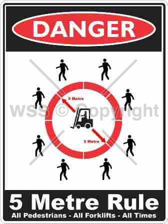 DANGER AND PICTO 5 METRE RULE 450x600mm Metal