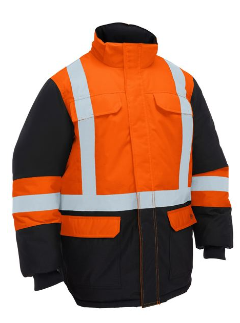 H Taped Hi Vis Freezer Hooded Jacket Orange/Navy Small