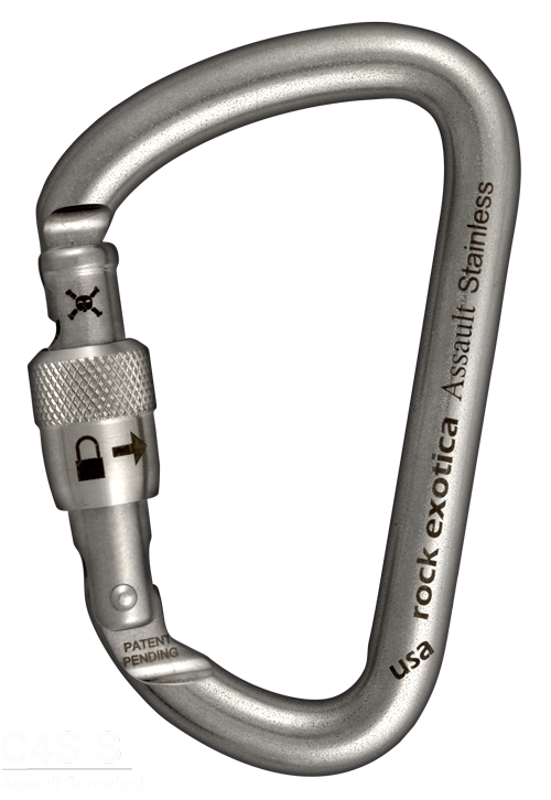 Rock Exotica Assault Stainless Steel Screw-Lock  Carabiner - 30Kn