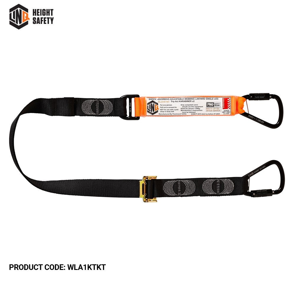 LINQ Elite Single Leg Shock Absorbing 2M Adjustable Lanyard