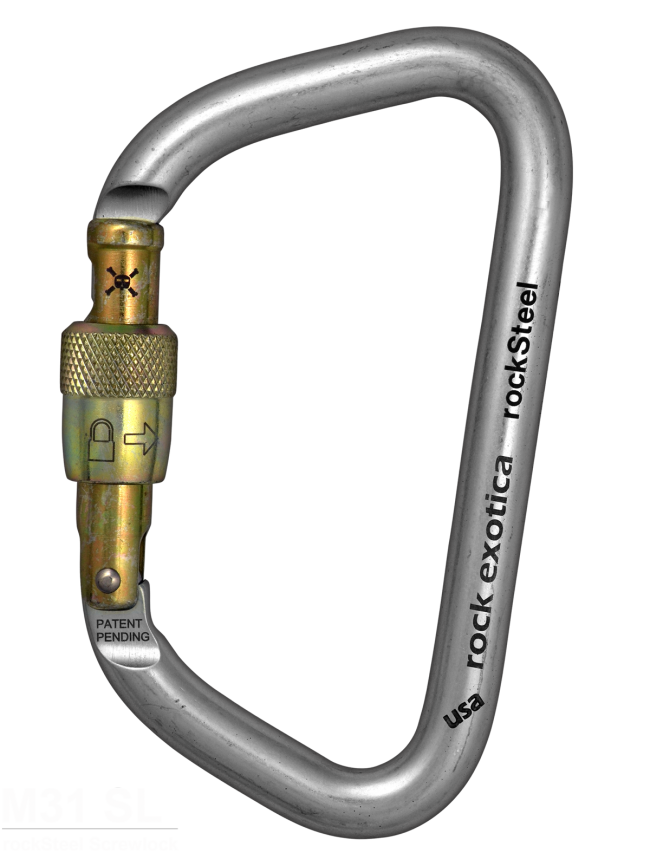 Rock Exotica rockSteel Screw-Lock  Carabiner - Keylock - 45Kn