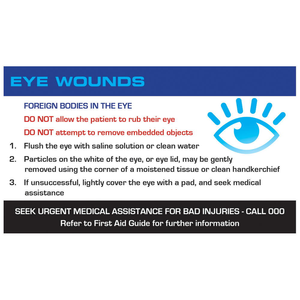 Aero Healthcare AEROGUIDE Eye Wound First Aid Card
