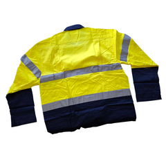 XL YELLOW/NAVY Cool Flow Long Sleeve Hi Vis Reflective Tape