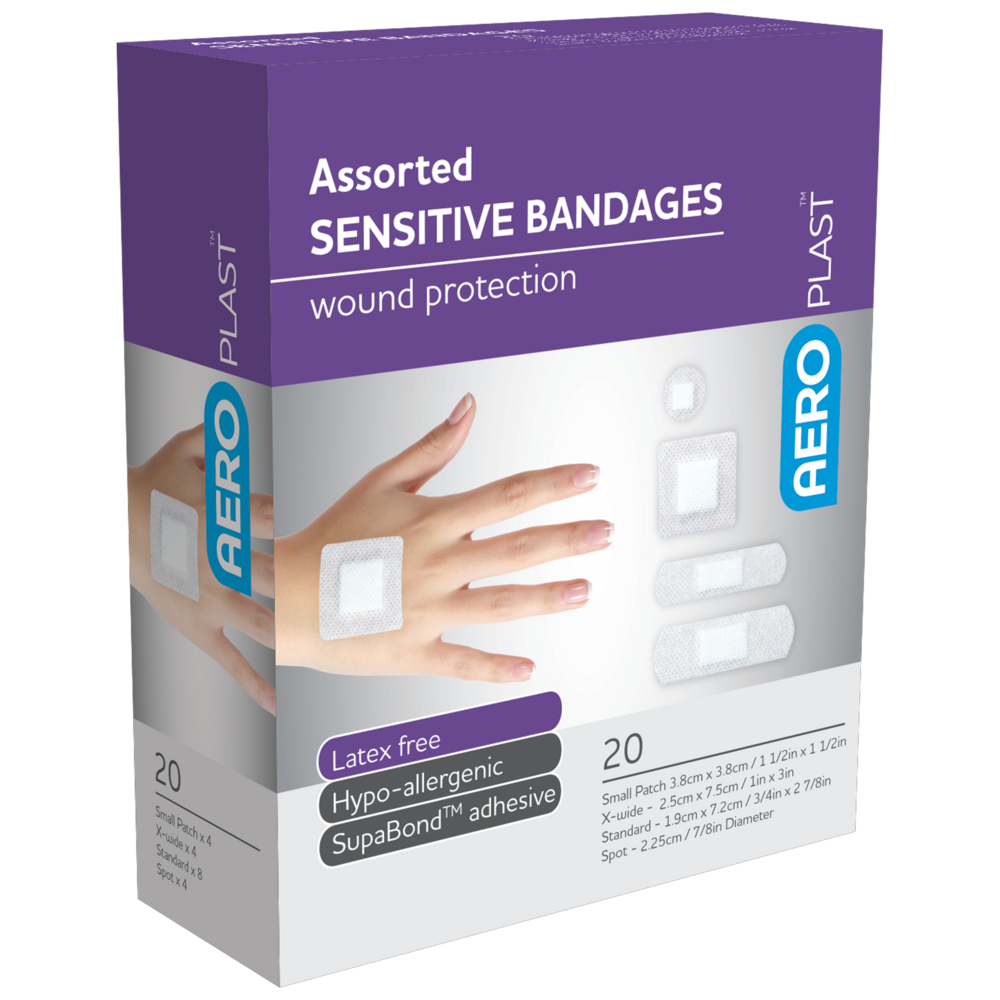 Aero Healthcare AEROPLAST Sensitive Assorted Dressings Box/20