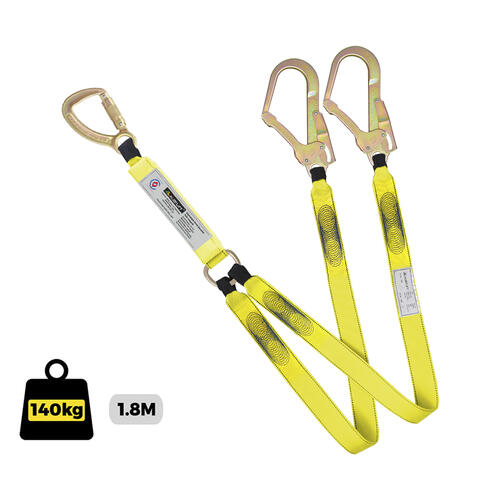Austlift Lanyard Double webbing C/W Triple Action Hook and Steel Scaffold Hooks