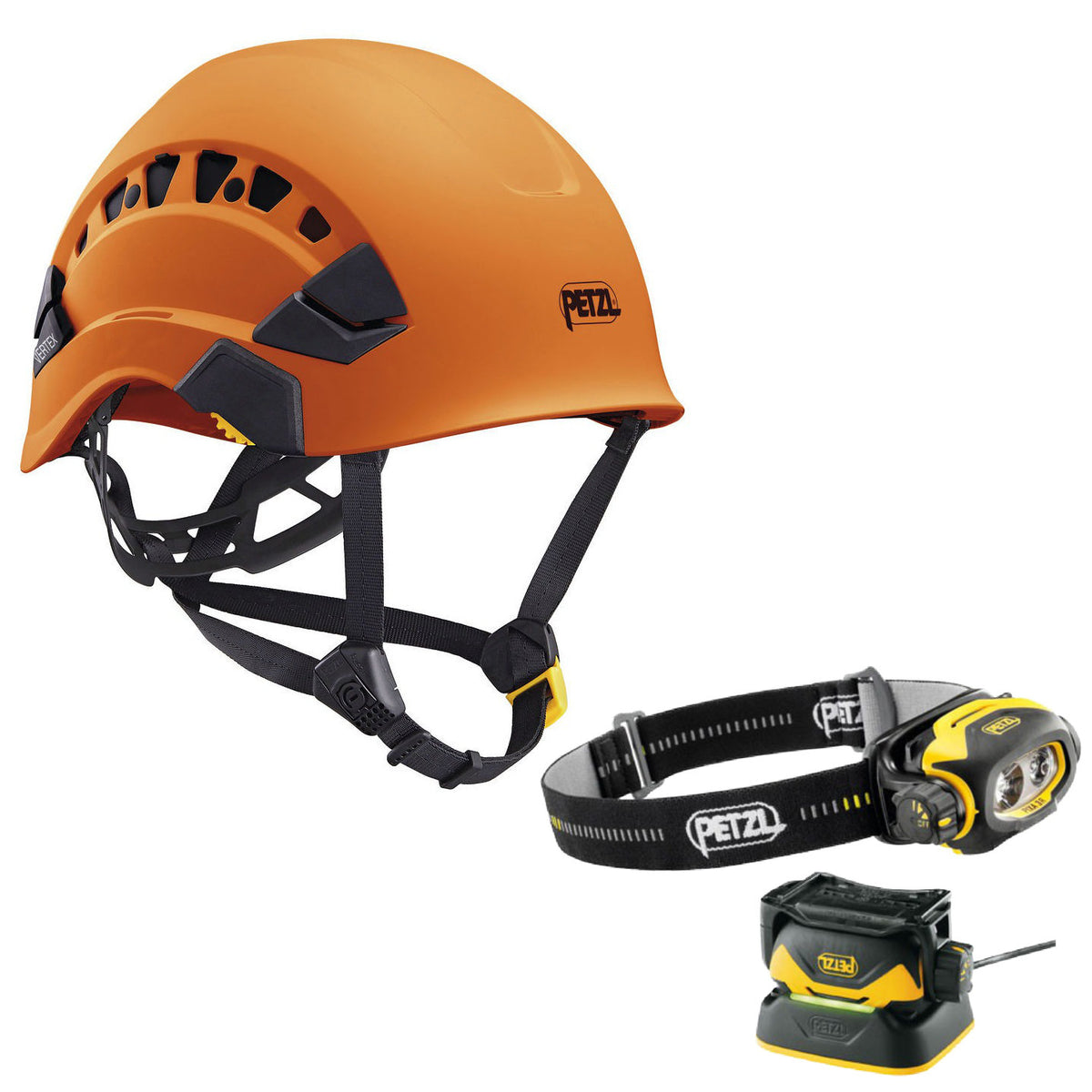 Petzl Vertex Vent Helmet Orange (A010CA04) & Pixa 3R E78CHR2