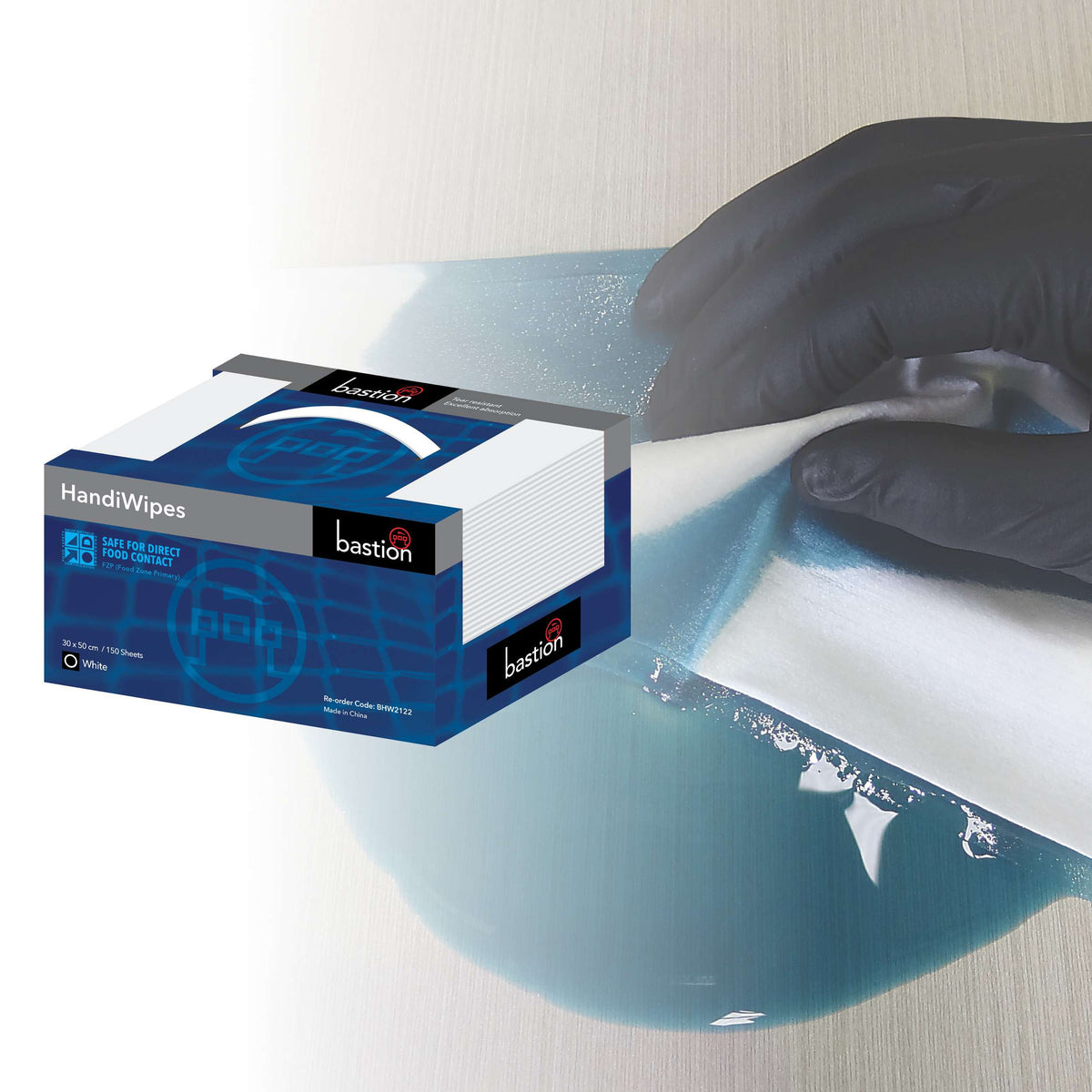 Bastion HandiWipes Carry Box, 150 Sheets, 30x50cm, White (Carton of 4)