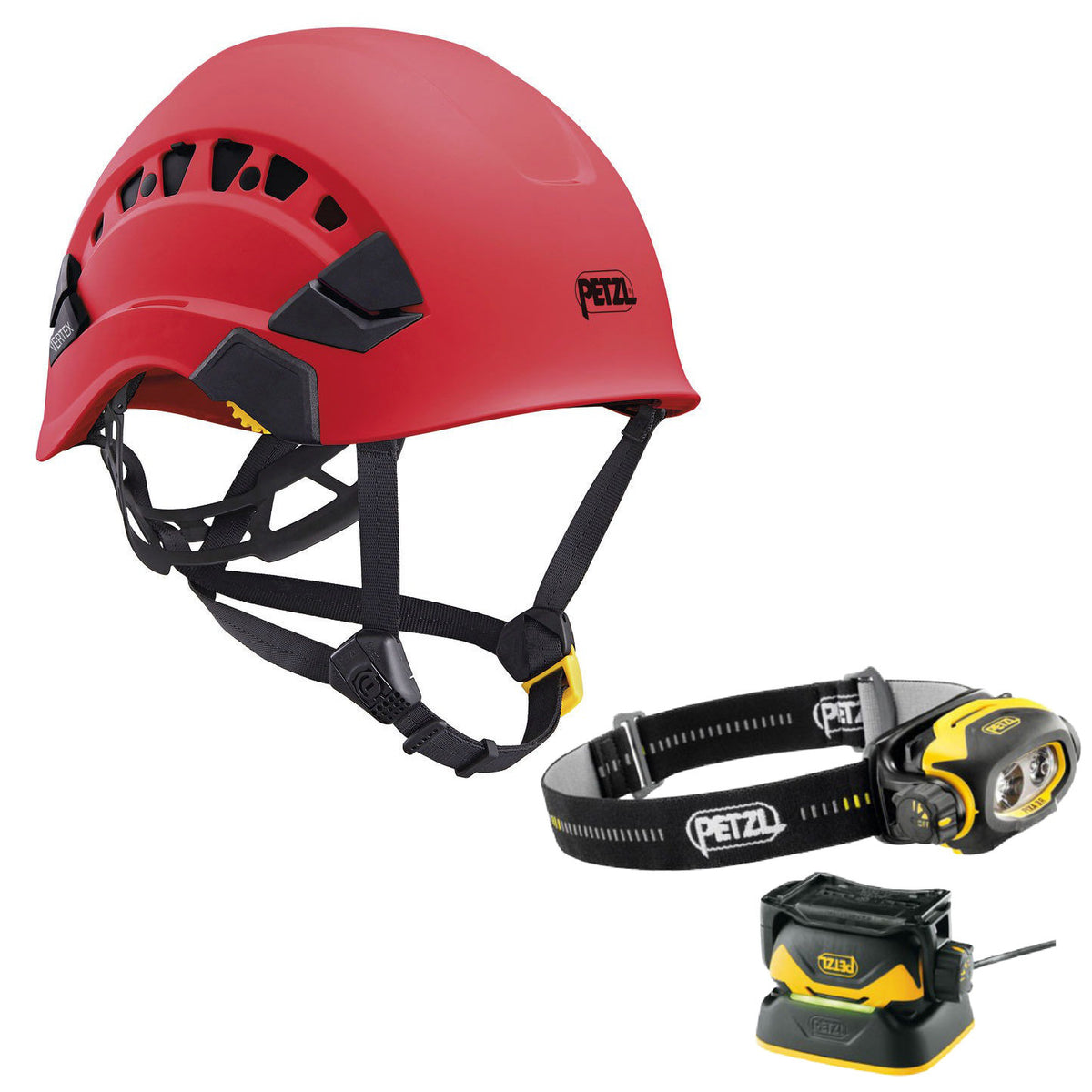 Petzl Vertex Vent Helmet Red (A010CA02) & Pixa 3R E78CHR2