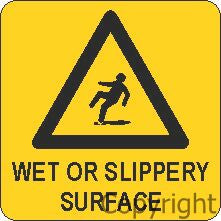 MISC CONE LABEL WET OR SLIPPERY 210mm Self Stick Vinyl