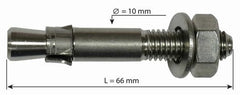 Raumer Hang Fix 10mm x 66mm Stainless steel AISI 316L Expansion Bolt (RAUMER156)