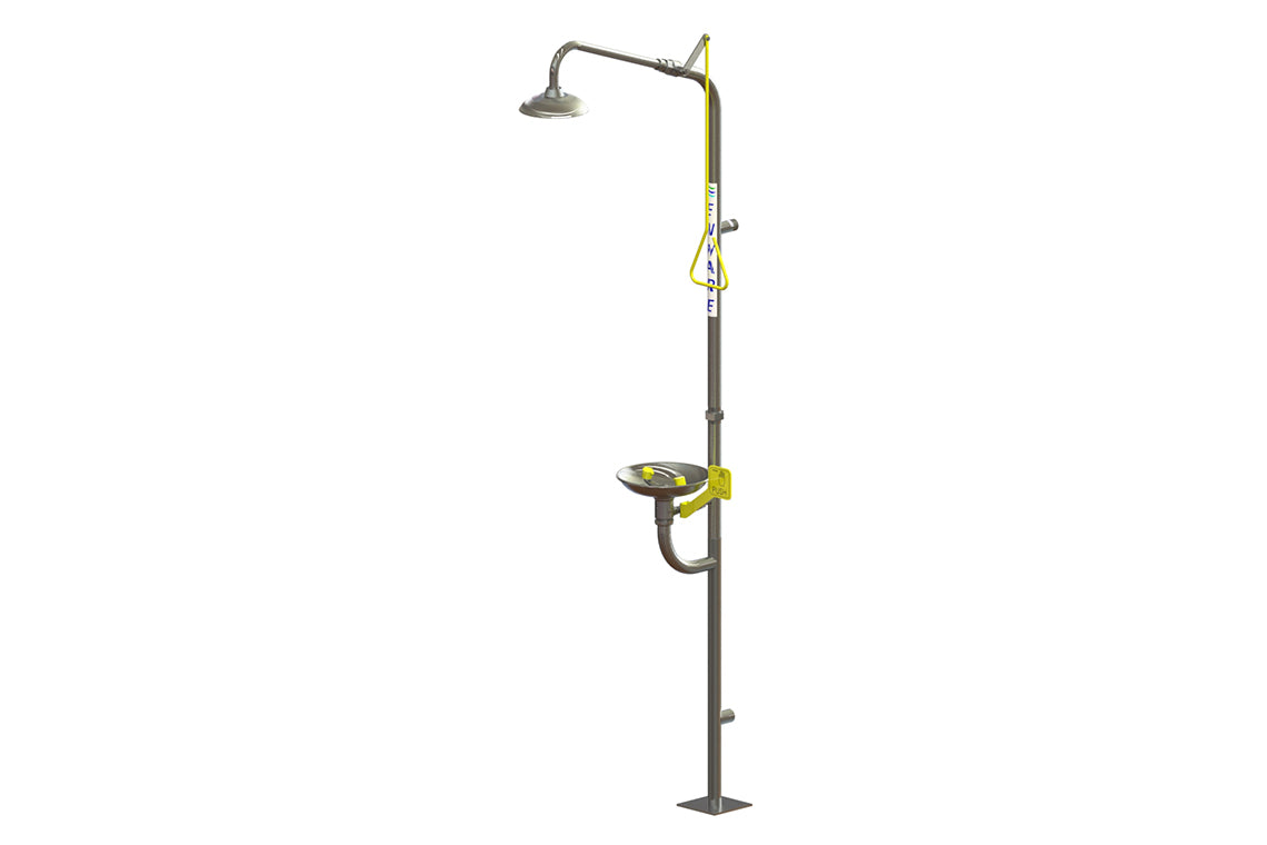 Enware Combination Emergency Showers and Eye Wash Hand Operated - Powder Coated Finish - YELLOW