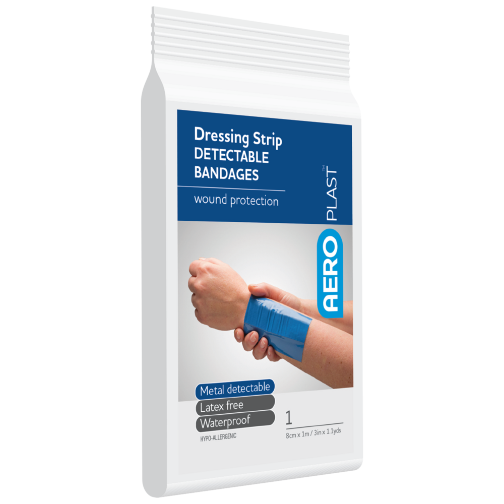 Aero Healthcare AEROPLAST Premium Detectable Dressing Strip 8cm x 1M