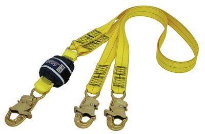 Force2 Shock Absorbing Lanyards Webbing Double Tail 2.0m overall length - alt