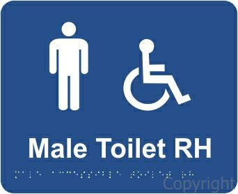 MALE ACCESSIBLE TOILET RH 195x240mm Laminate & Braille