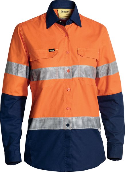 Bisley Women's X Airflow Taped Hi Vis Ripstop Shirt