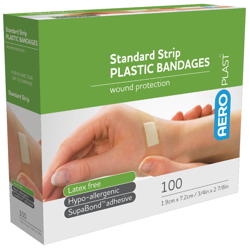 Aero Healthcare AEROPLAST Plastic Standard Strip 7.2 x 1.9cm Box/100