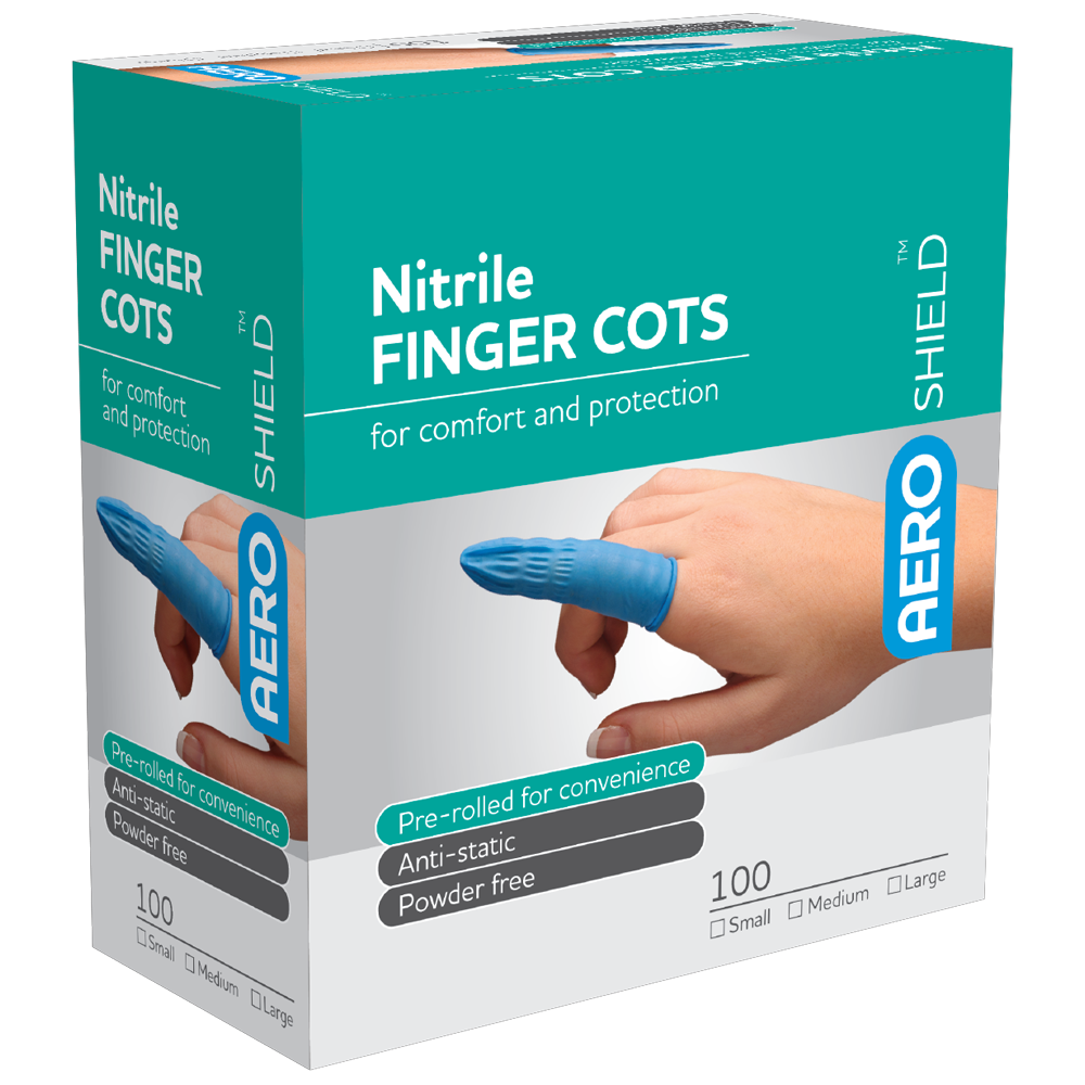 Aero Healthcare AEROSHIELD Medium Nitrile Finger Cots Box/100