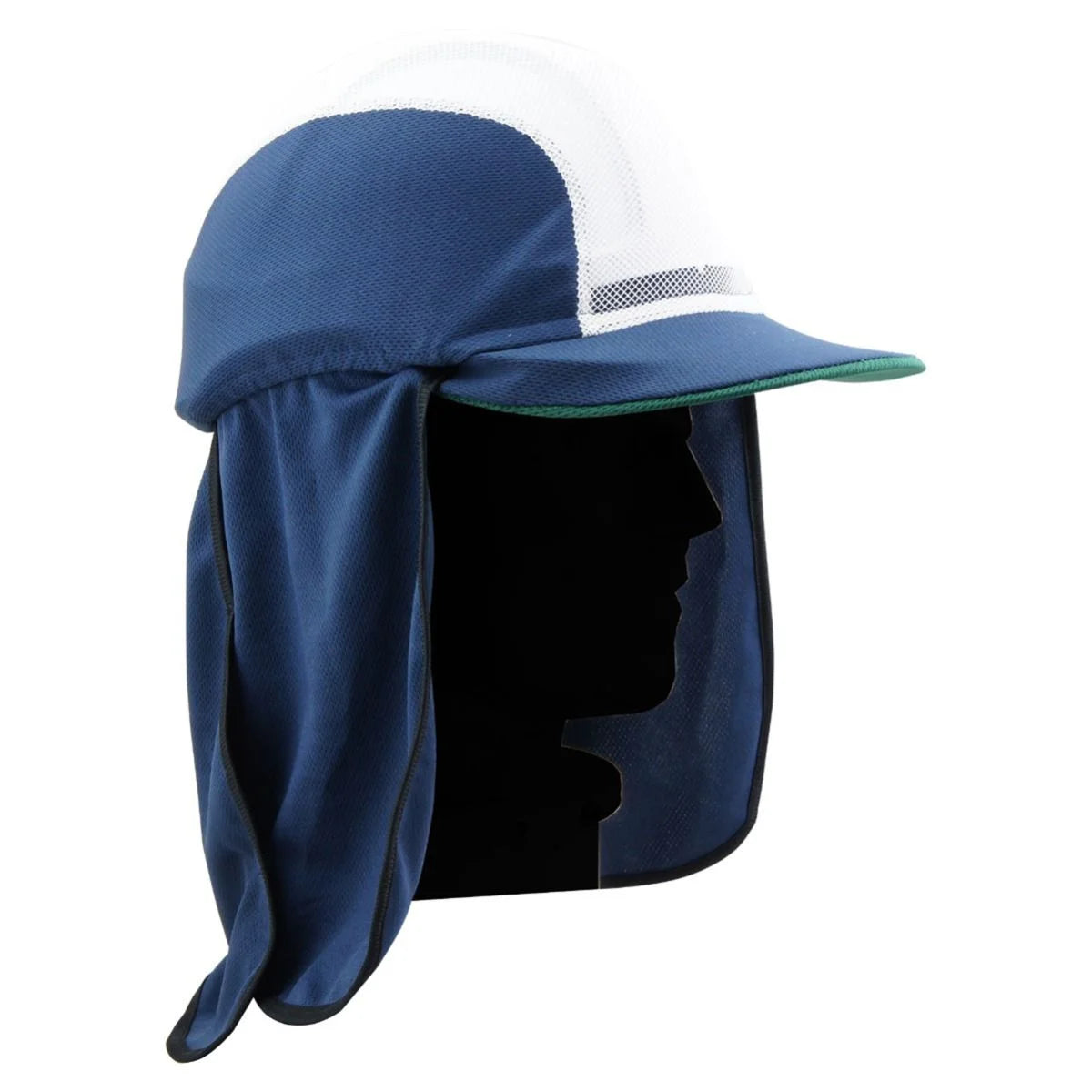 On Site Safety Fitover hat (Large) for motorbike, bicycle, equine helmets with legionnaire neck flap (Blue)