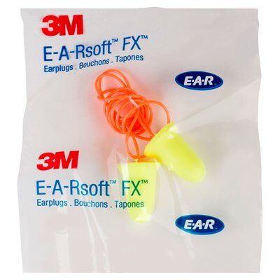 3M E-A-Rsoft FX Corded Earplugs Poly Bag 200 pairs/box