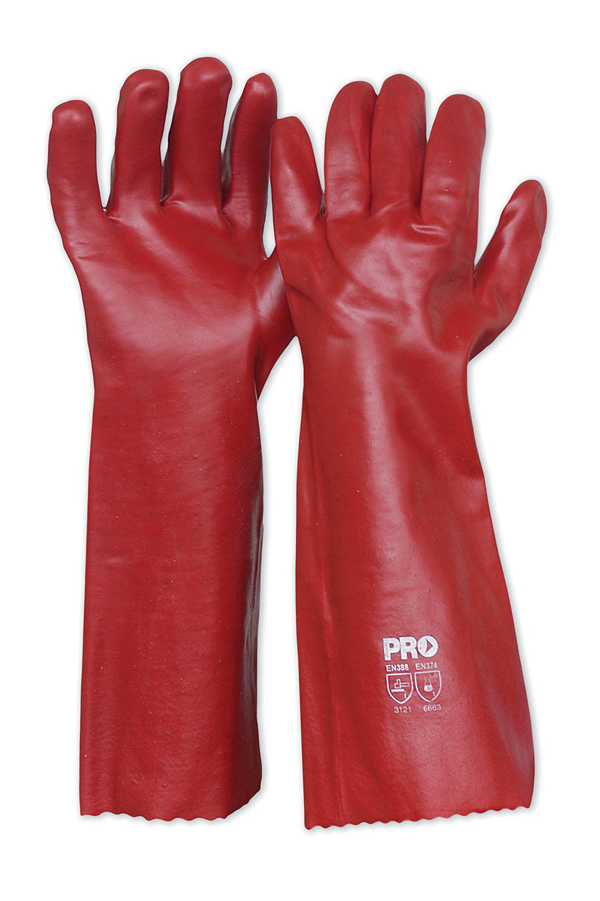 ProChoice (Pack of 12) Red PVC Single Dip 45cm  Safety Glove Hand protection chemical