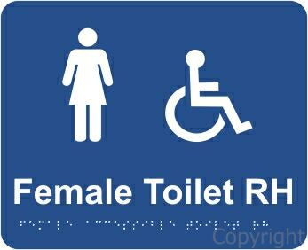 FEMALE ACCESSIBLE TOILET RH 195x240mm Laminate & Braille