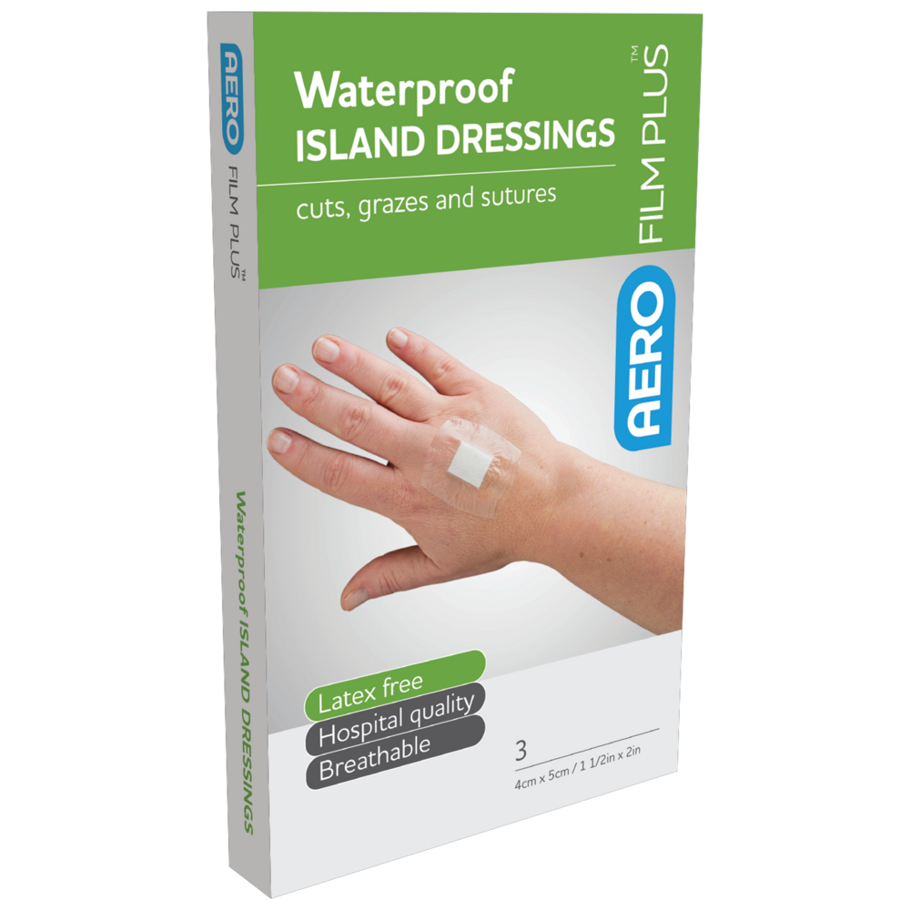 Aero Healthcare AEROFILM PLUS Waterproof Island Dressing 4 x 5cm Box/3  Env/3