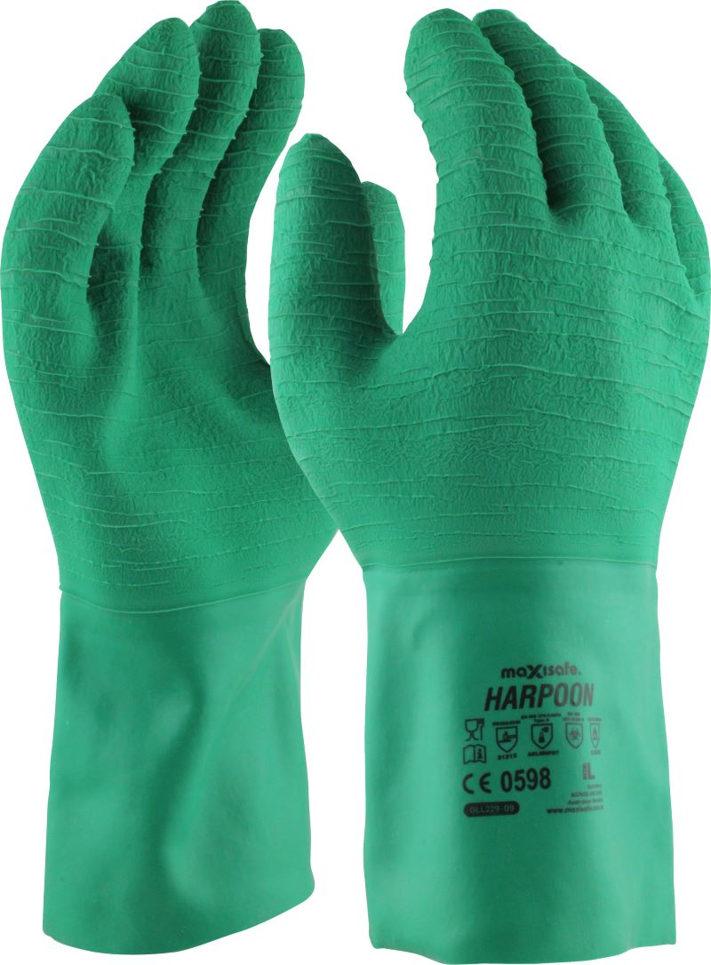 Maxisafe Harpoon Green Latex Gauntlet (6 Pairs)
