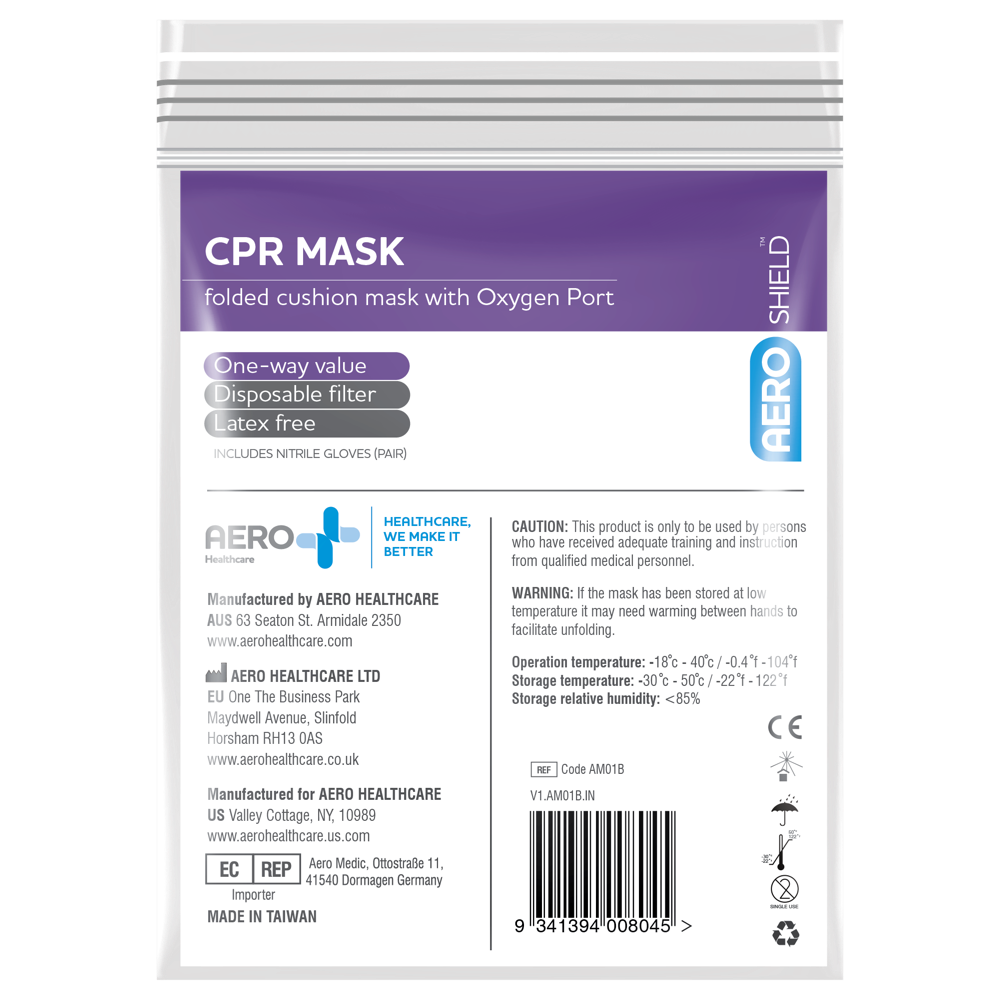 Aero Healthcare AEROSHIELD CPR Mask in Clear Bag