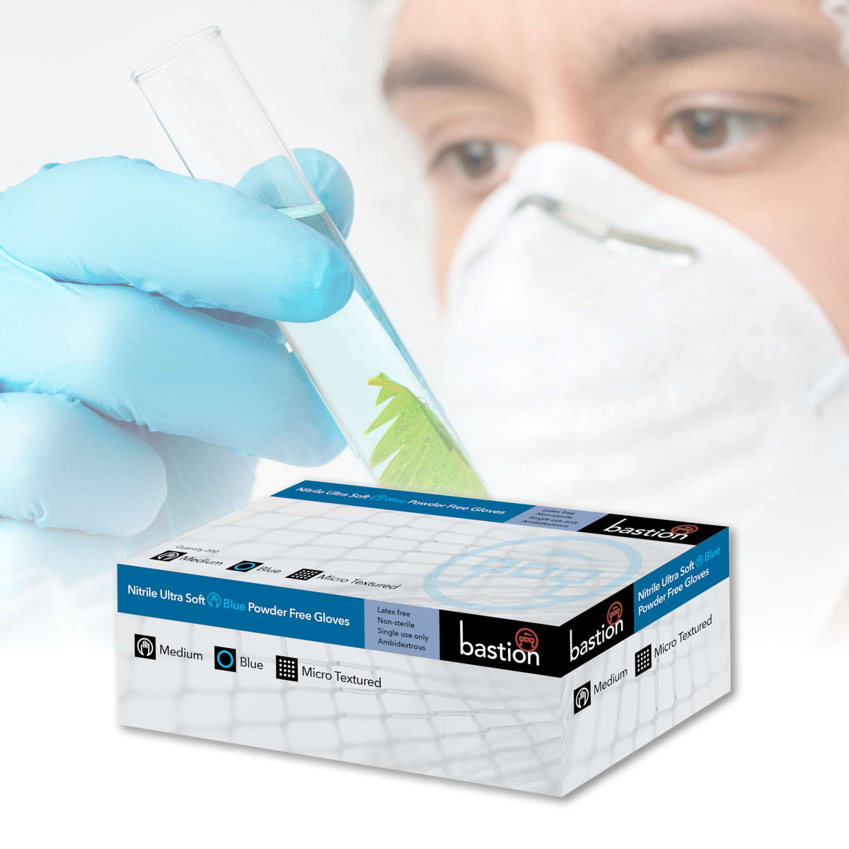 Bastion Nitrile  Ultra  Soft  Gloves  -  Powder  Free  -  Finger  Micro  Textured