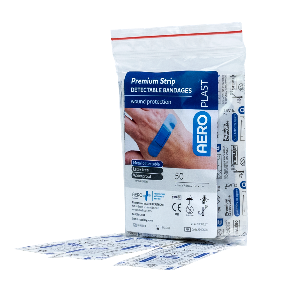 Aero Healthcare AEROPLAST Premium X-Wide Detectable Strip 7.5 x 2.5cm Bag/50