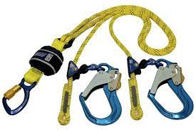 3M DBI-SALA  Force2  Adjustable Shock Absorbing Kernmantle Rope Lanyard - Double Tail Z13206129R, Yellow with black fleck