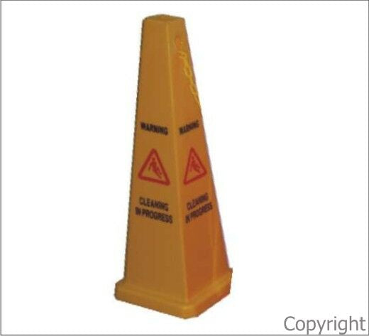 (CL2) CONE 4 SIDED - CLEANING IN PROG YELLOW 890mm Plastic