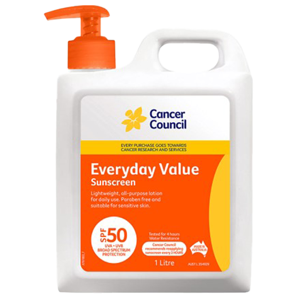 Aero Healthcare CANCER COUNCIL SPF50 Everyday Value Sunscreen Pump 1L