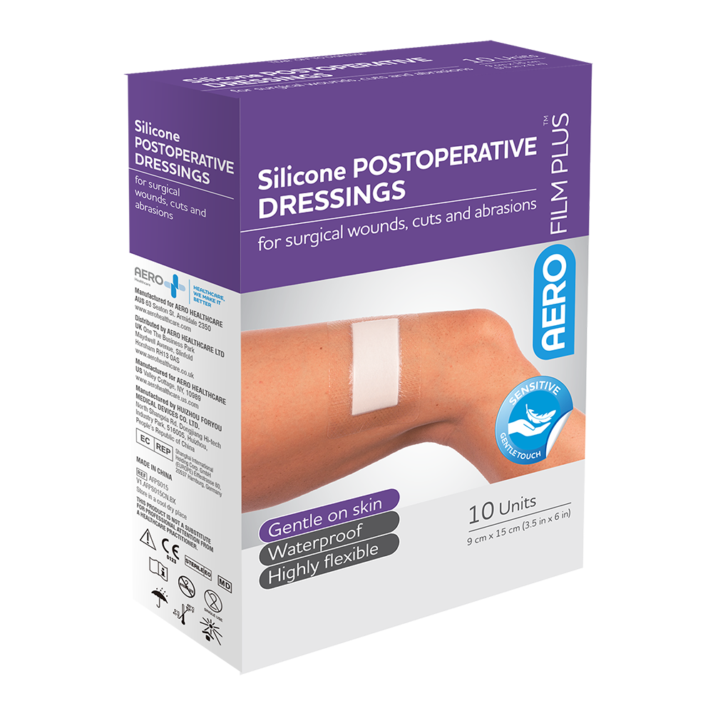 Aero Healthcare AEROFILM PLUS Sensitive Silicone Postoperative Dressing 9 x 15cm  Box/10