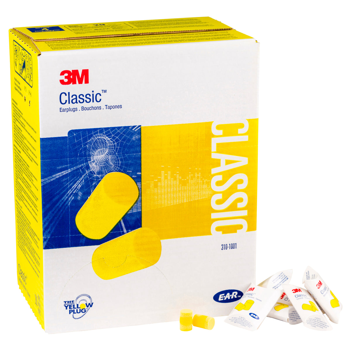 (Case of 10 boxes) 3M Yellow Uncorded Earplugs in Pillow Pack  Class 4 SLC80 23dB (200 pairs per box) (70071514916)