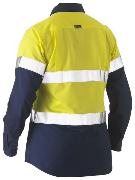 Bisley Bisley Recycle Women's Taped Two Tone Hi Vis Drill Shirt