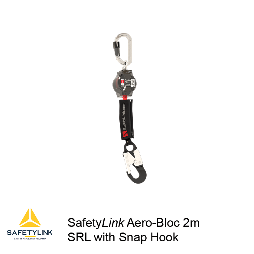 Safetylink AERO BLOC 2m Self Retracting Lifeline - Snap Hook (AEROBLOC2M-SH-KB)