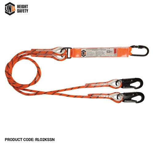 LINQ Double Leg Kernmantle 2M Shock Absorb Rope Lanyard