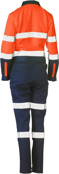 Bisley Women's Taped Hi Vis Cotton Drill Coverall