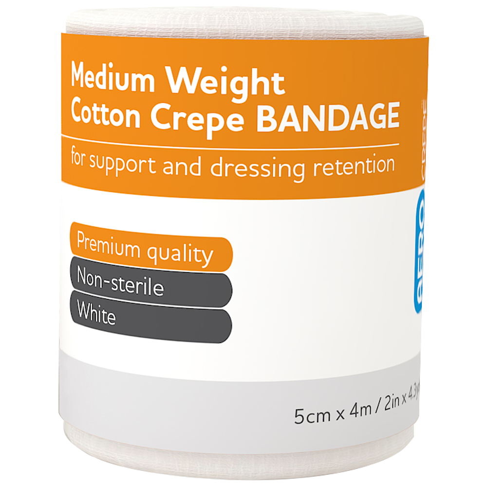 Aero Healthcare AEROCREPE Medium Cotton Crepe Bandage 5cm x 4M Wrap/12