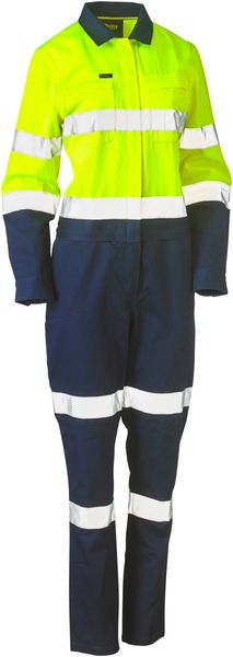 Bisley Women's Taped Hi Vis Cotton Drill Coverall