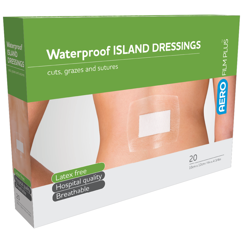 Aero Healthcare AEROFILM PLUS Waterproof Island Dressing 10 x 12cm  Box/20