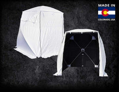 SolarShade Fiber Splicing Tent - white/black rear wall cable slot 8" W x 8" L x 6.5" H with case