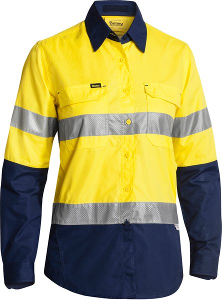 Bisley Women's X Airflow Taped Hi Vis Ripstop Shirt