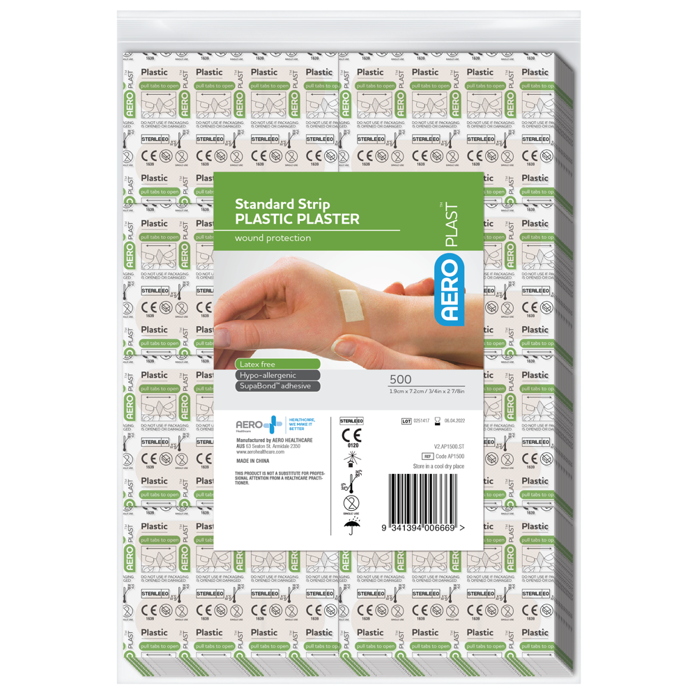 Aero Healthcare AEROPLAST Plastic Standard Strip 7.2 x 1.9cm Bag/500