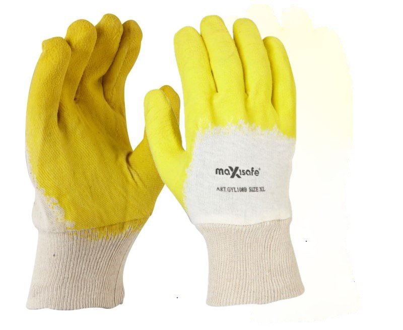Maxisafe Economy Yellow Latex Glass Gripper Glove (12 Pairs)